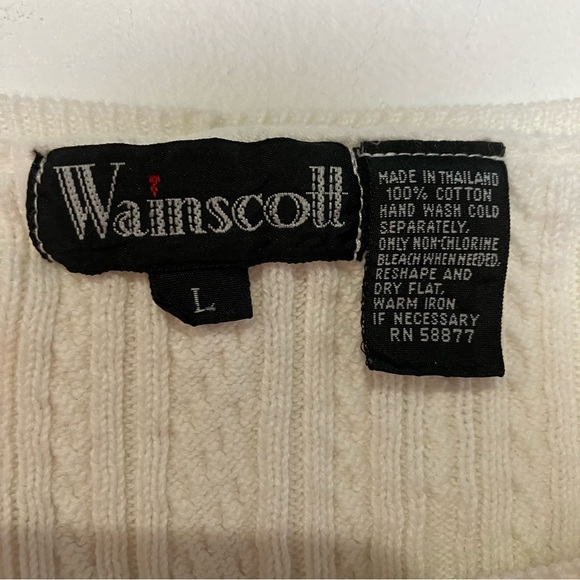 Wainscott white sweater tank top 100% cotton vintage retro women’s size large - Picture 2 of 4